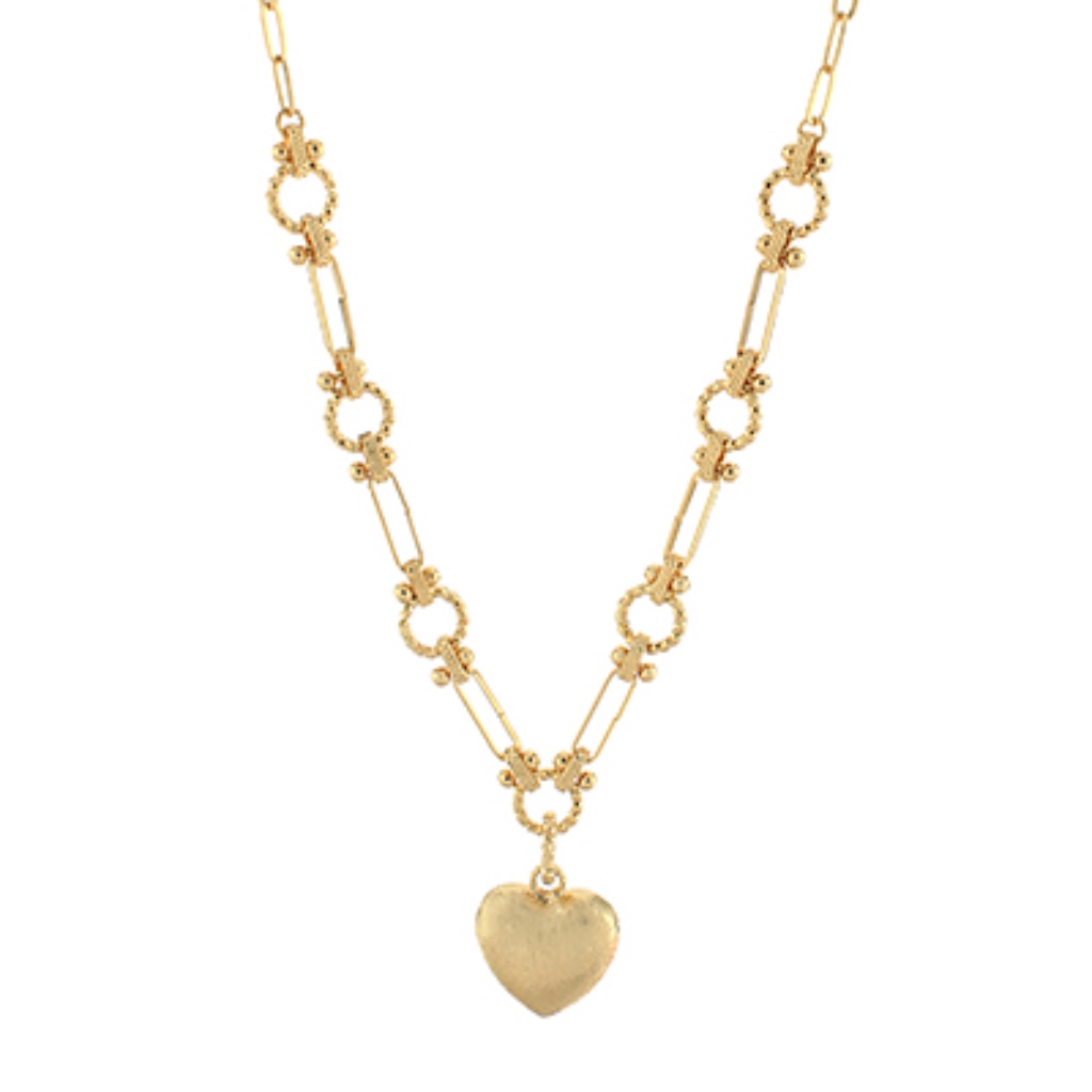 Circle Station Heart Pendant Necklace